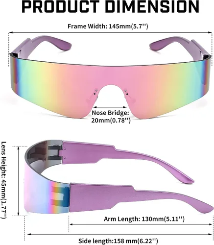 Vista 6 de FEISEDY Gafas de sol futuristas punk sin montura de una pieza, gafas de sol Miorred Shades para mujeres y hombres B2927