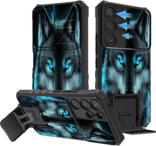 Vista 62 de Funda para Samsung Galaxy A13 5G/4G/A04S, Galaxy A13 5G con cubierta de cámara deslizante, funda de doble capa integrada con función atril