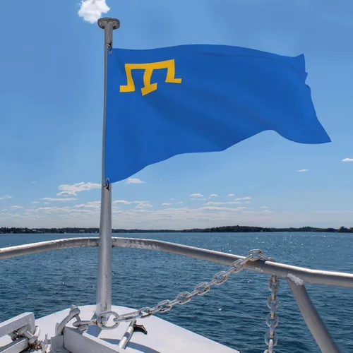Vista 9 de Bandera del pueblo tártaro de Crimea de 4 x 6 pies, poliéster duradero, divertido cartel decorativo para exteriores, banderas de patio