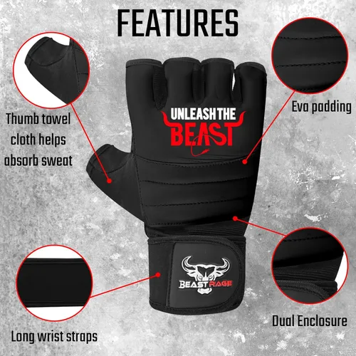 Vista 2 de BEAST RAGE Guantes de Taekwondo Karate para Hombres y Mujeres, Guantes de Entrenamiento de Boxeo MMA Kickboxing Sparring Artes Marciales Guantes