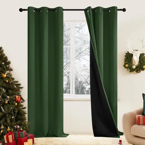 Vista 63 de Deconovo cortinas blackout 100 % con forro totalmente negro con aislamiento térmico de doble capa, oscurecimiento de la habitación, ahorro