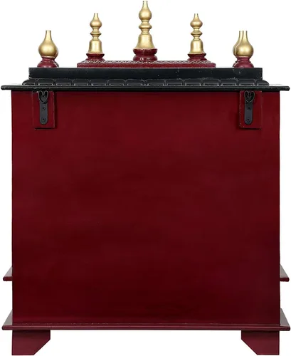 Vista 4 de Indian Handicrafts Export Pooja Mandir de madera (Grande- 24 X 12 X 30 (WXDXH) - pulgadas, Granate)