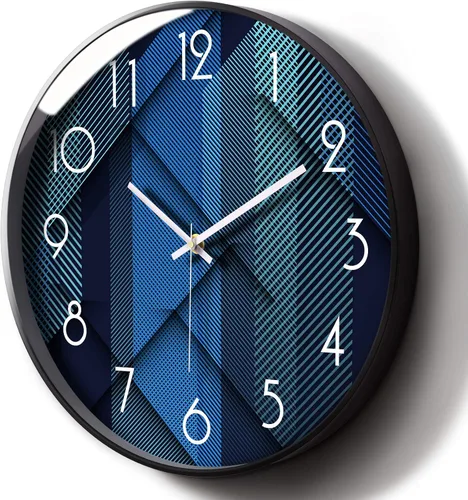 Vista 9 de Relojes de pared modernos que funcionan con pilas azules, reloj de pared analógico silencioso de gran pantalla, minimalista, redondo, tranquilo