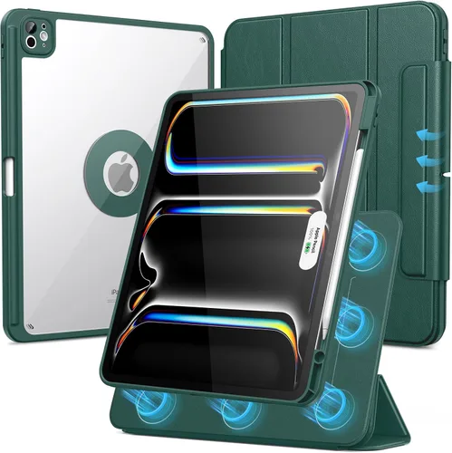 Vista 22 de SPARIN Funda para iPad mini 7 A17 Pro 2024/iPad Mini 6 2021 de 8.3 pulgadas, cubierta magnética desmontable, soporte vertical/horizontal con soporte