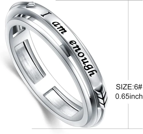Vista 6 de Anillo giratorio de plata de ley S925 para aliviar la ansiedad y la preocupación, anillo inspirador para aliviar el aburrimiento y el autismo