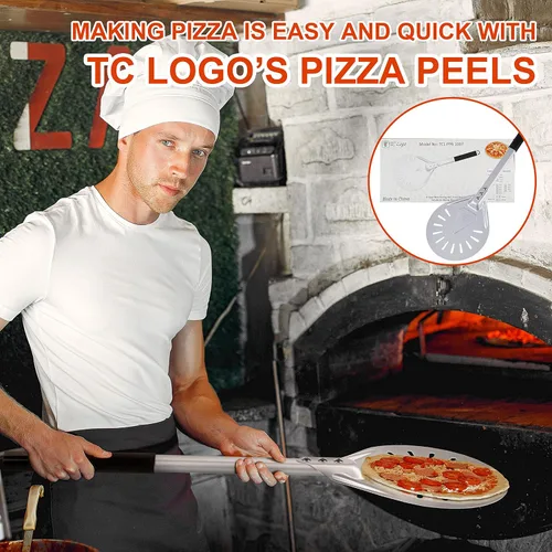 Vista 6 de Pizza Turning Peel – Paleta de aluminio ligera de 7 pulgadas con mango de aluminio recubierto de goma, diseño ergonómico, ideal para hornos de pizza