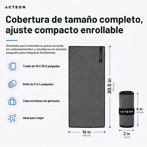 Vista 4 de Acteon Toalla de gimnasio de microfibra de secado rápido, paquete de 5 unidades, fibra absorbente sin olor, secado rápido, equipo de entrenamiento
