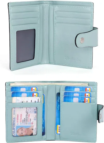 Vista 6 de BOSTANTEN - Billetera de cuero para mujer con bloqueo RFID, pequeña, con cremallera, de bolsillo, para tarjetas, con ventana para documento
