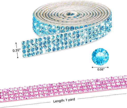 Vista 7 de NiArt Cinta autoadhesiva de diamantes de imitación de cristal, 6 rollos, 0.35 in de ancho, total de 6 yardas, multifuncional, DIY decorativa, bling
