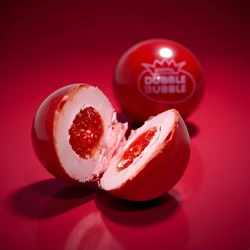 Vista 2 de Very Cherry Dubble Bubble Gumballs Bolas de chicle rellenas de caramelo de 1 pulgada 1.5 libras