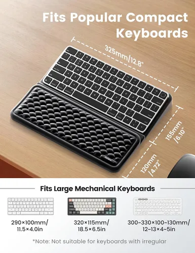 Vista 8 de Vaydeer Reposamuñecas para teclado, soporte de teclado con soporte de muñeca, elevador ergonómico de espuma viscoelástica suave para 60% -65%