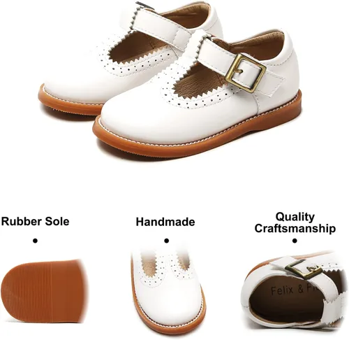 Vista 4 de Felix & Flora - Zapatos de vestir para niña pequeña, tipo Mary Jane, zapatos planos tipo ballet, para una Pascua florida, para fiesta, para niñas