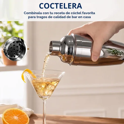 Vista 5 de Coctelera coctelera de 24 onzas, coctelera de Martini Plateado