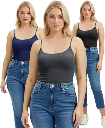 Vista 240 de Emmalise Camisola larga casual básica para mujer, con tirantes ajustables, top en capas