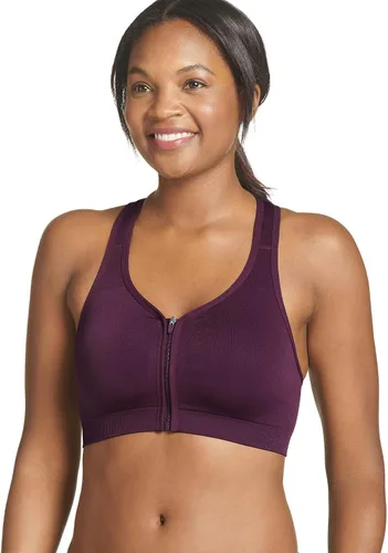 Vista 6 de Jockey Brasier sin costuras con cierre frontal para mujer Negro (Black Space Dye)