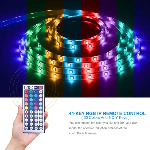 Vista 9 de DAYBETTER Tira de luces LED de 16.4 pies que cambian de color impermeable con control remoto