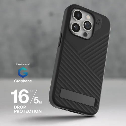 Vista 8 de ZAGG Denali Snap - Funda para iPhone 15 Pro con soporte, protección contra caídas (16 pies), funda texturizada de doble capa para teléfono celular