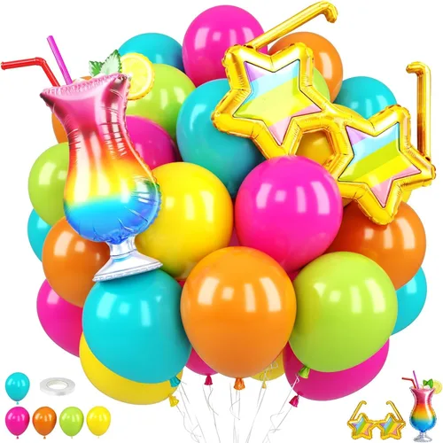 Vista 12 de Globos de Casino, Globos Metálicos Negros Rojos Dorados de 12 Pulgadas con Confeti y Dados de Lámina para Decoración de Fiesta Temática de Juego