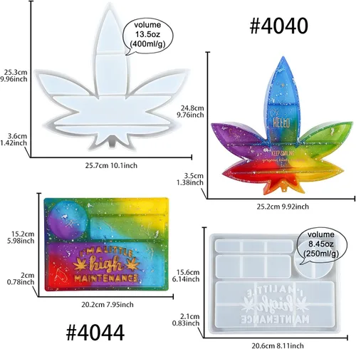 Vista 2 de Kit de fundición epoxi de resina de hojas y bandeja de mantenimiento de moldes de silicona