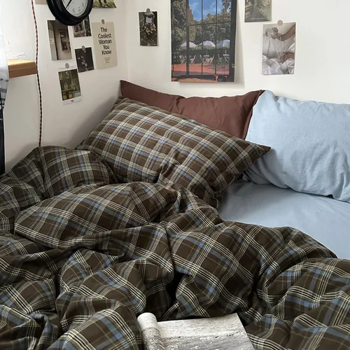Vista 44 de mixinni Juego de funda de edredón vintage a rayas, tamaño twin, juego de ropa de cama de 3 piezas, 100% algodón lavado, suave y transpirable, funda