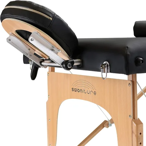 Vista 4 de Mesa de masaje portátil profesional con respaldo, varios colores disponibles, de Saloniture , Negro