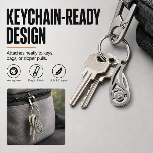 Vista 5 de Tops Home Cuchillo de Bolsillo Pequeño, Llavero de Titanio, Rellenos de Media, Pequeño Cortador de Caja, Cuchillo Utilitario EDC, Regalo de Llavero