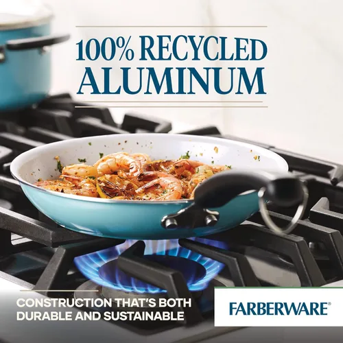 Vista 5 de Sartén antiadherente de cerámica EcoAdvantage de Farberware, 10 pulgadas, Aqua Aguamarina