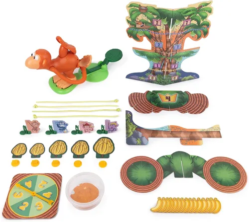 Vista 6 de Spin Master Games, Monkey See Monkey Poo, juego interactivo de mono para niños, incluye masa blanda perfumada de plátano, divertido juguete Monkey