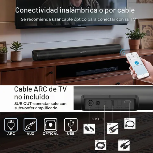 Vista 3 de BESTISAN Barra de sonido con graves mejorados: woofer doble más grande y puertos de graves duales, barra de sonido para Smart TV, barra de sonido