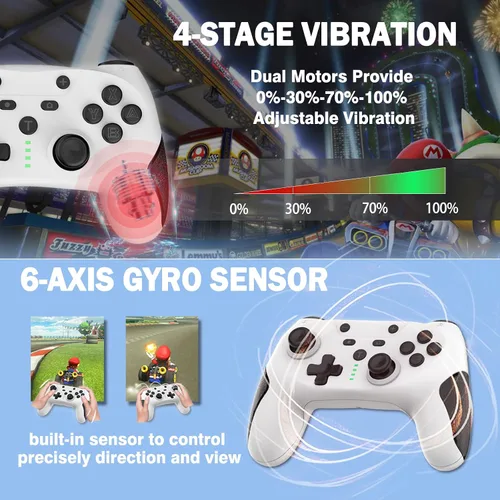 Vista 4 de PSCHOISE Switch Pro Controller Compatible for Nintendo Switch OLEDLite Switch Controllers Wireless With Programmable Function Switch Remote Gamepad