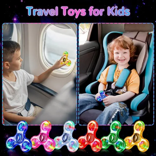 Vista 4 de Gigilli Fidget Spinners para Niños Paquete de 2, Juguetes Fidget Sensoriales con Luz para Adultos Niño 4-8-12, Brillan en la Oscuridad Juguetes TDAH