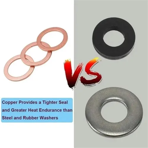 Vista 3 de Flat Copper Washers 400/300/280/200/150/100Pcs O Ring Copper Gaskets Flat Ring Seal Kit Assortment Car Sealing Rings with Case(100Pcs M4-M14)