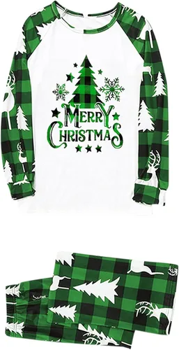 Vista 5 de Pijamas de Navidad a juego 2023 para la familia, de manga larga, con estampado de letras, pantalones modernos y familiares de Navidad