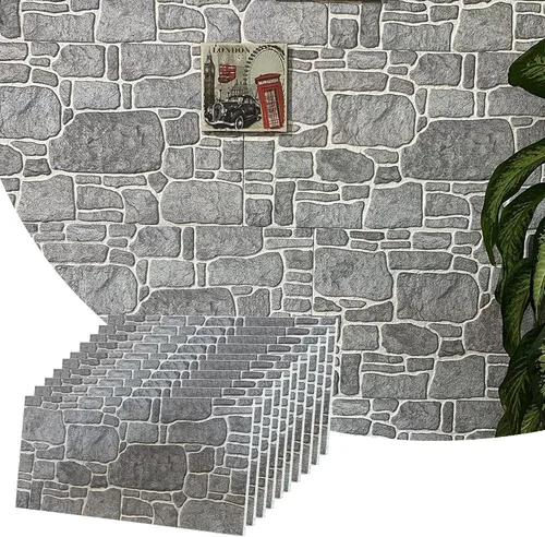Vista 17 de Dundee Deco Paneles de pared 3D: revestimiento de pared marrón cobre con aspecto de piedra sepia, revestimiento de espuma de poliestireno