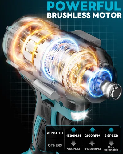 Vista 5 de Llave de impacto inalámbrica para batería Makita de 18 V, 1500 Nm (1106 pies-libras) pistola de impacto sin escobillas de 1/2 pulgada, luz