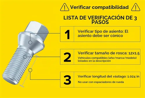 Vista 2 de 10 piezas de birlos plateados de 12 x 1.5 (longitud de vástago de 26 mm, base cónica) de longitud OEM - Compatibles con BMW 128i 135i 318i 320i 325i