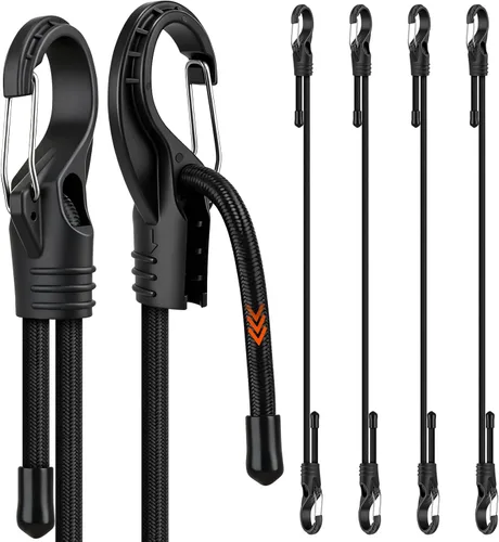 Vista 13 de 10-Piece 12" Elastic Bungee Cords with Hooks, Heavy Duty Outdoor Elastic Bungee Cords, Bungee Cord Bundle with Metal Hook for Securing Tarps 10pcs
