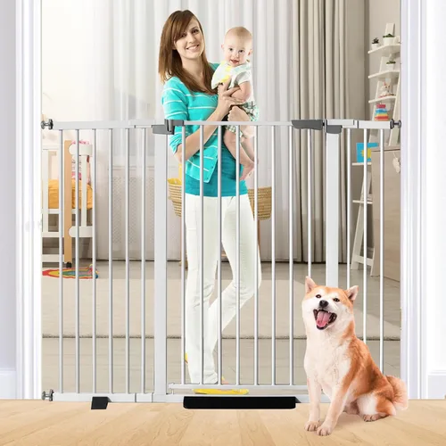 Vista 9 de Puerta para bebé de 41 pulgadas de alto, puerta para perros con cierre automático, ajustable de 29.92"-43.71" de ancho, montaje a presión, puerta