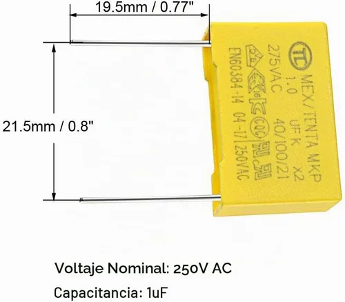 Vista 3 de uxcell Condensador de seguridad Película de polipropileno 1uF 275VAC X2 MKP 15 Pcs