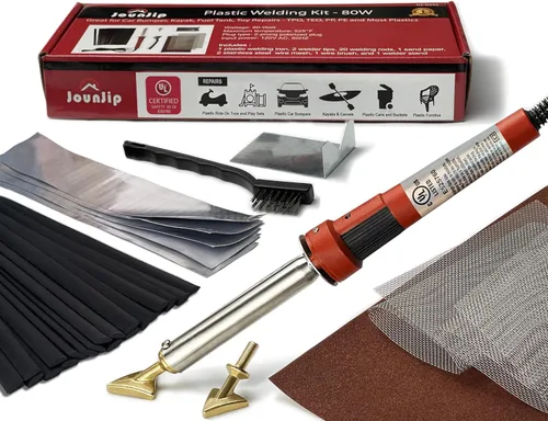 Vista 7 de JOUNJIP - Kit de soldadura, certificación UL, 17 cintas de reparación de aluminio, lija, 2 puntas triangulares, 2 puntas en forma de bota, 4 mallas
