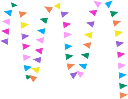 Vista 4 de Banderines de papel con bandera triangular multicolor de 26 pies para decoración colgante de fiesta de boda, 2