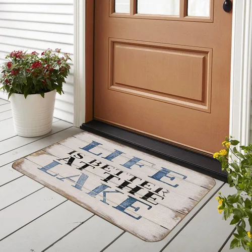 Vista 2 de BXFAHZJ Lake House Life is Better at The Lake - Juego de 2 tapetes decorativos para puerta de 17 x 30 pulgadas, para interiores y exteriores