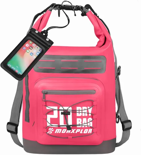 Vista 69 de MORXPLOR Bolsa seca impermeable, 5L/10L/20L/30L/40L/55L Mochila seca con funda impermeable para teléfono para natación, kayak