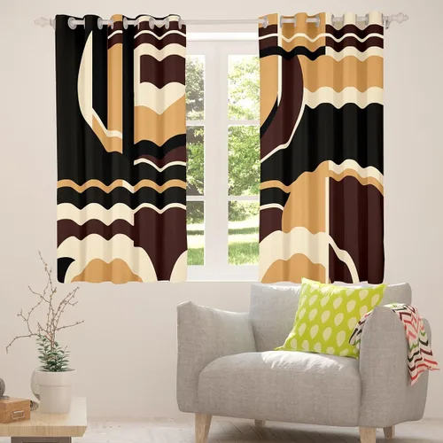Vista 4 de Cortinas opacas abstractas de 30 % a 50 % geométricas para dormitorio, sala de estar, decoración de línea a rayas, cortinas con aislamiento térmico