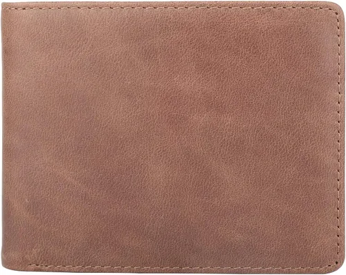 Vista 7 de Cartera de piel auténtica para hombre con bloqueo RFID billetera elegante con 2 ventanas de identificación