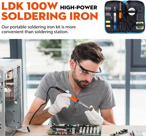 Vista 3 de LDK Kit de soldadura eléctrica, soldador digital de 100 W para electrónica, pistola de soldadura con estilo pluma para joyería, kit de soldadura