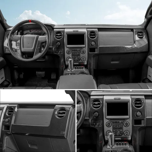 Vista 7 de para F150 Kit de Ajuste Interior de Fibra de Carbono, Ajuste de Cubierta de Panel de Tablero y Ajuste de Cubierta de Bisel del Interruptor de Faros