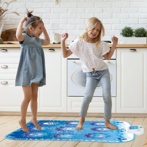 Vista 3 de Alfombra de baile para niños, juguetes de Frozen – Tapete de baile electrónico para niñas y niños, 5 modos de juego, música incorporada, luz LED