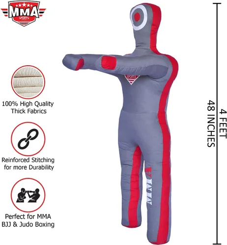 Vista 2 de MMA Deportes Brasileño JIU Jitsu Grappling Sumisión Lanzamiento Maniquí Punzonado Bolsa Pesada Kick Boxing Dummies SIN LLENAR Gris