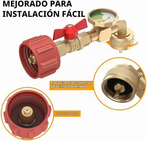 Vista 2 de Adaptador de codo de repuesto de propano QCC1 de 1 a 20 libras, adaptador de codo de repuesto de propano con medidor y válvula de control